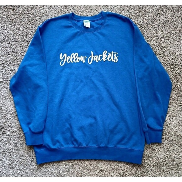 Yellow Jackets Blue Sweatshirt Women's XXL Embroidered Blue Short Sleeve - Picture 1 of 6